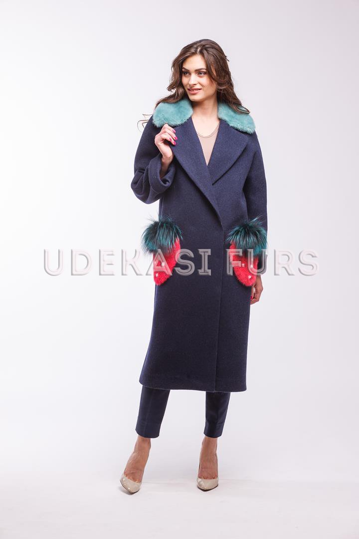 Пальто с норковой аппликацией 9003-03 от магазина Udekasi Furs  - #1