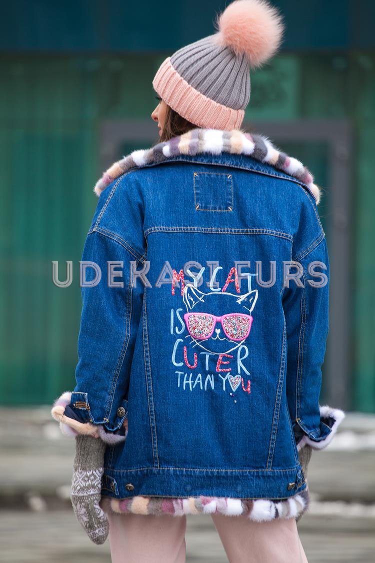 Джинсовая куртка с мехом норки 5373-13 от магазина Udekasi Furs - #2