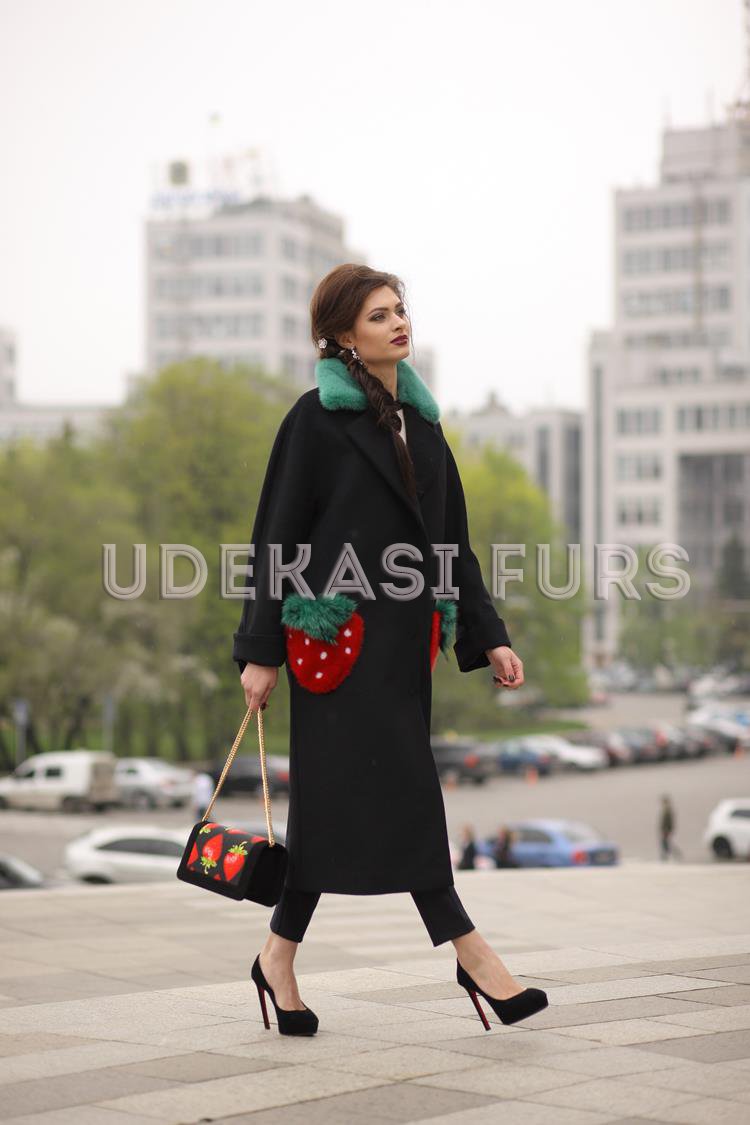 Пальто с норковой аппликацией 9003-01 от магазина Udekasi Furs  - #1