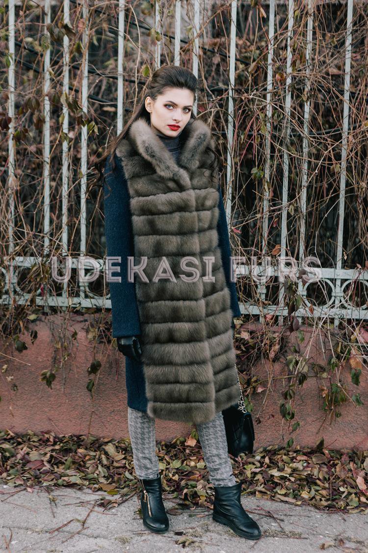 Пальто с мехом лесной куницы 9007-01 от магазина Udekasi Furs  - #1