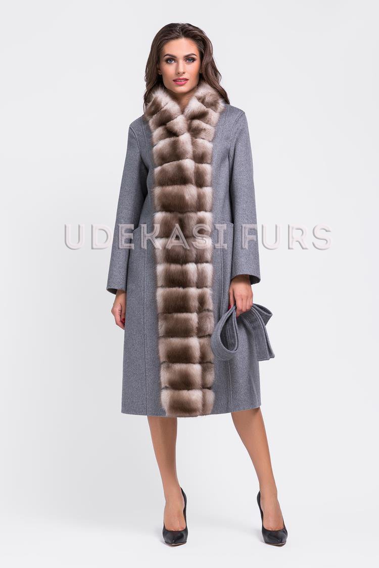 Пальто с мехом каменной куницы 9037-04 Udekasi Furs 