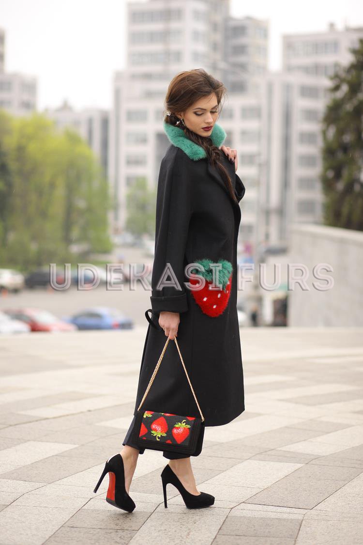 Пальто с норковой аппликацией 9003-01 Udekasi Furs 