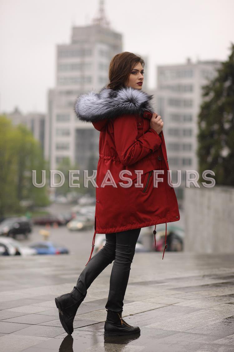 Парка бордо с мехом чернобурки Норвежской 5330-08 от Udekasi Furs - #2
