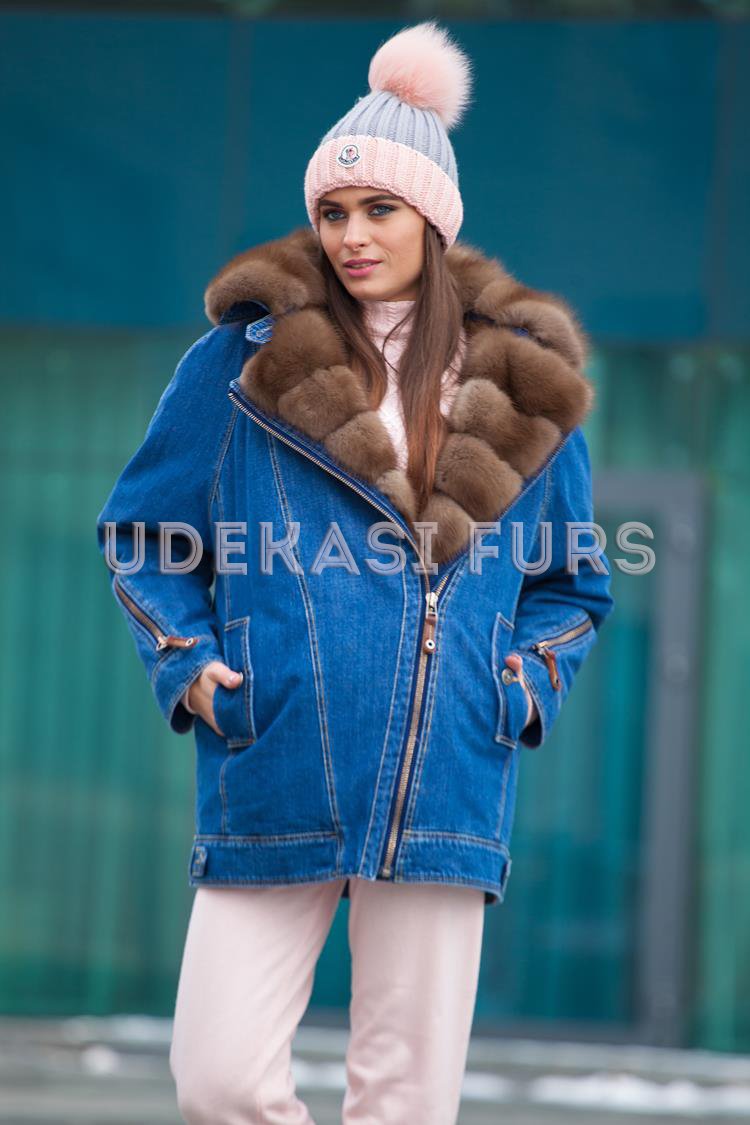 Джинсовая куртка с мехом куницы 5374-01 от магазина Udekasi Furs - #2