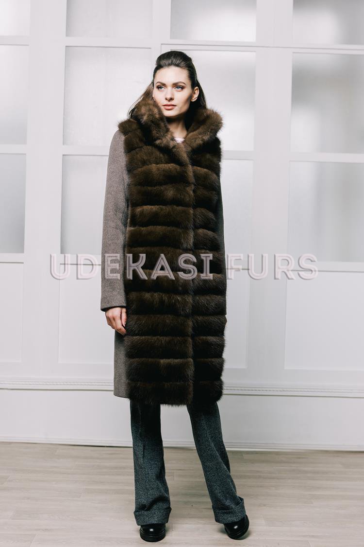 Пальто с мехом куницы лесной 9007-05 от магазина Udekasi Furs  - #1