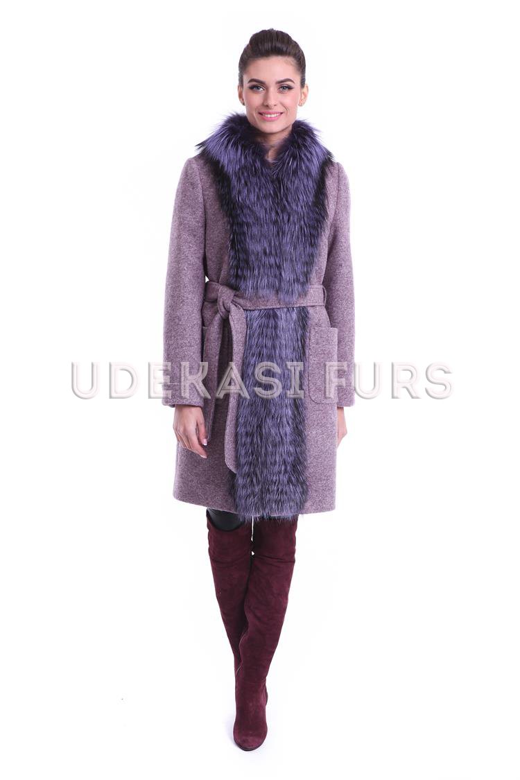 Пальто с мехом чернобурки 9027-07 Udekasi Furs 