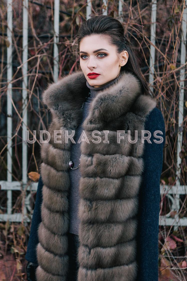 Пальто с мехом лесной куницы 9007-01 Udekasi Furs 