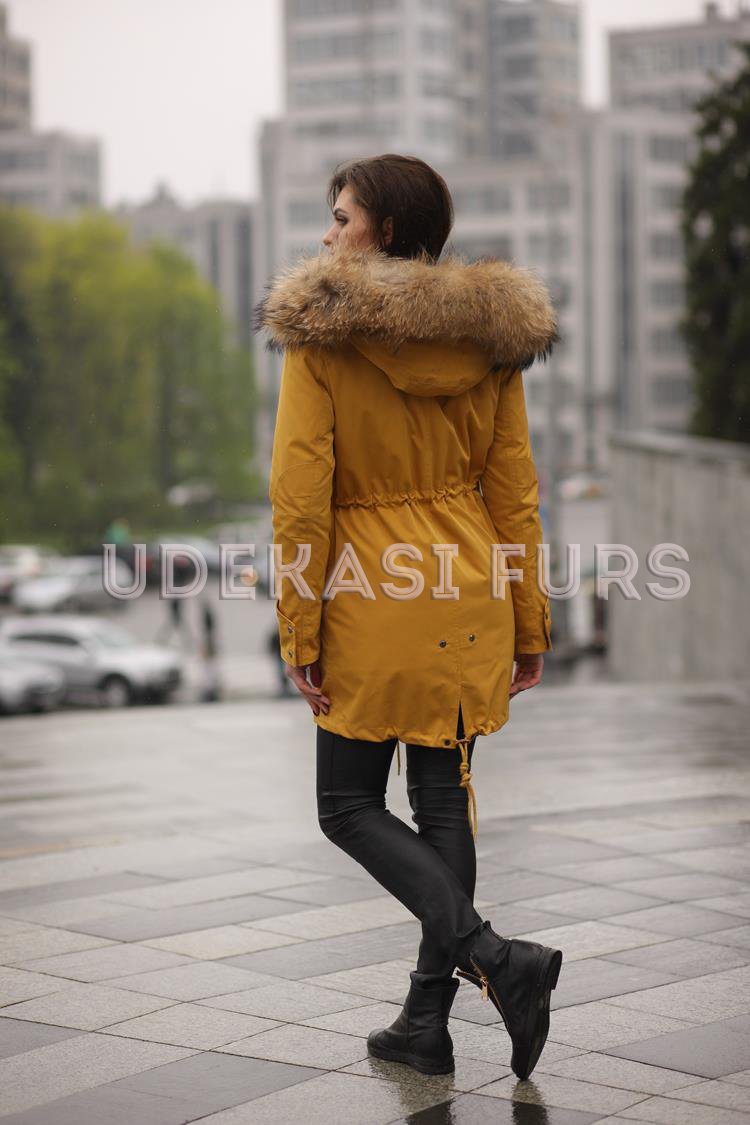 Парка золото с мехом Финского енота 5330-38 от Udekasi Furs - #2