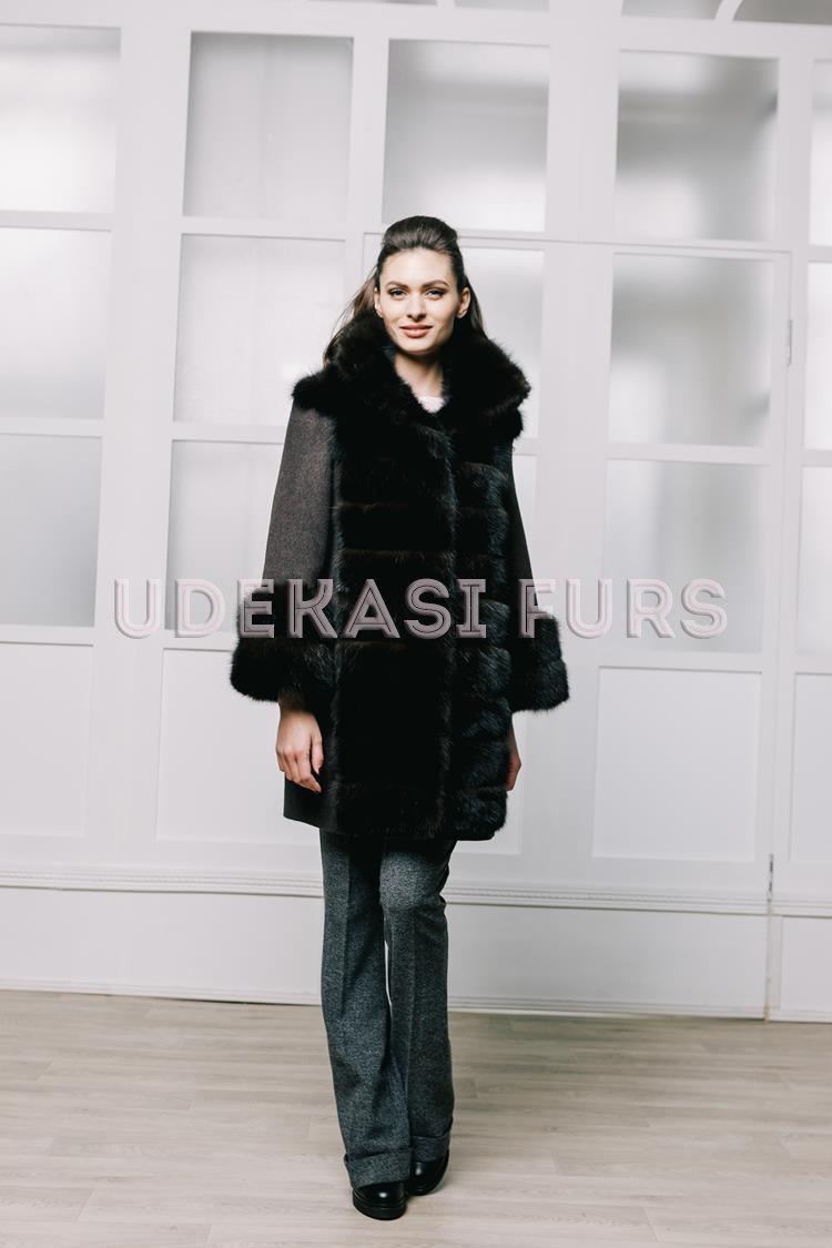 Пальто с куницей лесной 9009-01 Udekasi Furs 