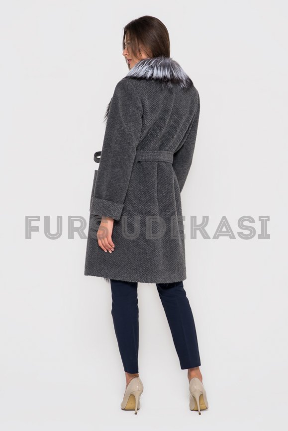 Пальто с мехом чернобурки 9027-01 Udekasi Furs 