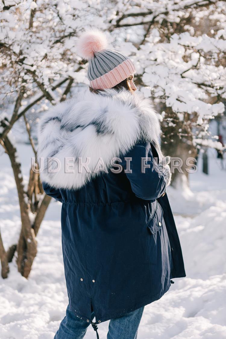 Парка синяя с мехом лисы Arctic Fox 5339-31 от Udekasi Furs - #2