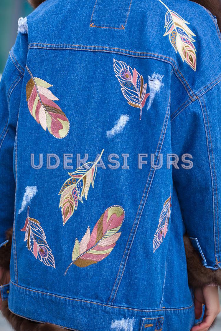 Джинсовая куртка с мехом куницы 5373 от магазина Udekasi Furs - #2