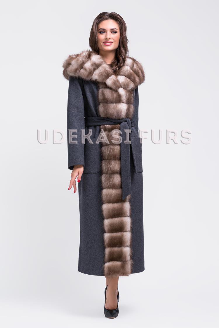 Пальто с мехом каменной куницы 9045-02 Udekasi Furs 