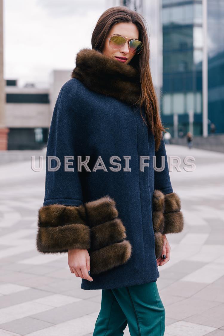 Пальто с мехом соболя 9015-01 от магазина Udekasi Furs  - #1